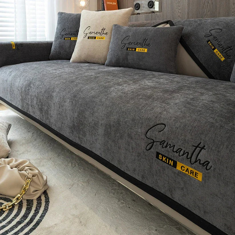 Safir Şönil Kaymaz Tabanlı Koltuk Örtüsü Seti