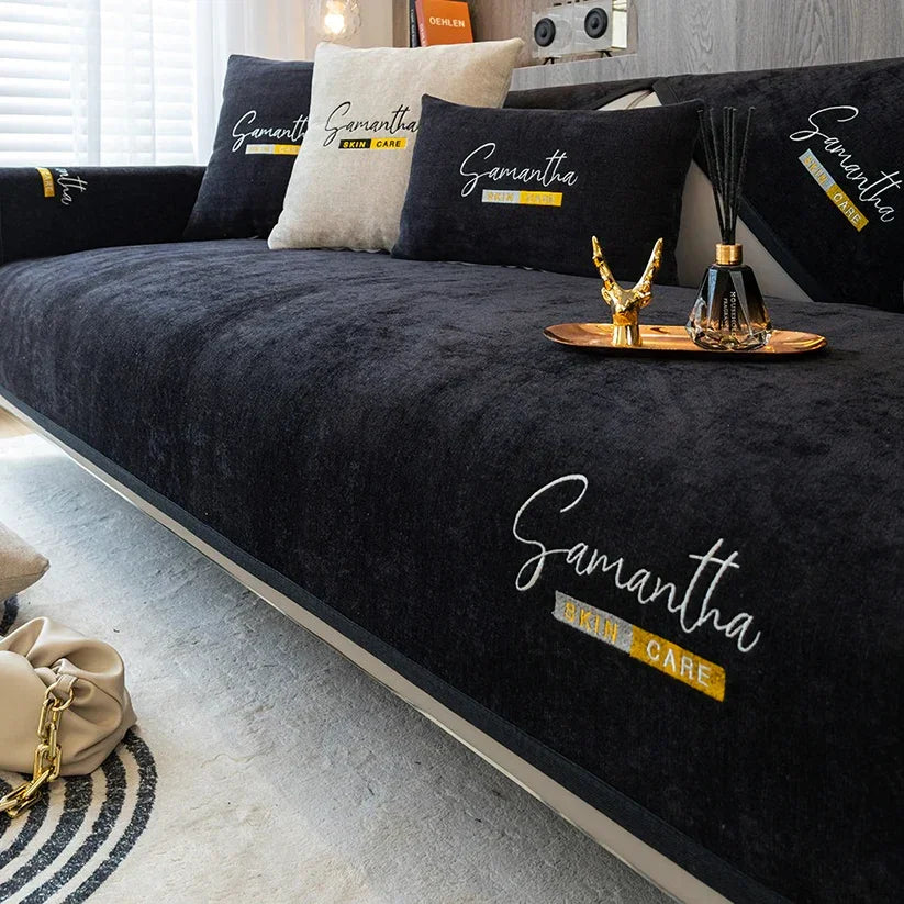 Safir Şönil Kaymaz Tabanlı Koltuk Örtüsü Seti