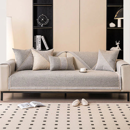 Keten Lüks Kaymaz Tabanlı Koltuk Örtüsü Seti